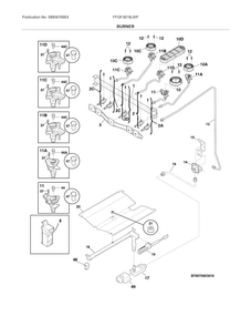 Burner Diagram and Parts List for FFGF3019LWF  Frigidaire Range