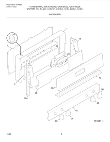 Backguard Diagram and Parts List for FGF367BGDD  Frigidaire Range
