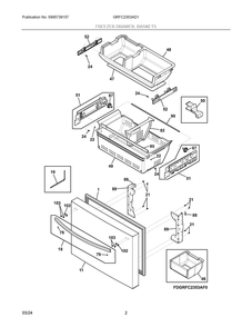 Freezer Drawer, Baskets Diagram and Parts List for GRFC2353AD1  Frigidaire Refrigerator