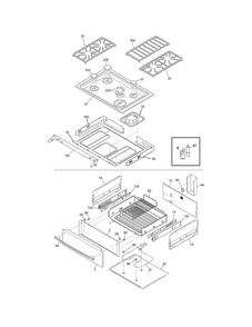 Top/drawer Diagram and Parts List for FPDS3085KFG  Frigidaire Range