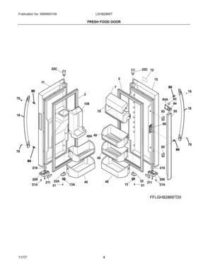 03 - FRESH FOOD DOOR Diagram and Parts List for LGHB2869TD1  Frigidaire Refrigerator