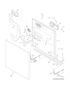 Door Diagram and Parts List for FGBD2445NW4A  Frigidaire Dishwasher