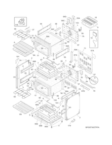 Body Diagram and Parts List for FGEF302TPFA  Frigidaire Range