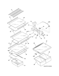 Shelves Diagram and Parts List for KATR1816PS3  Kelvinator Refrigerator