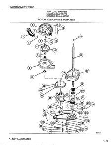 Motor, Idler, Drive And Pump Assembly Diagram and Parts List for 6348A  Frigidaire Washer