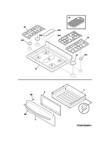 Top/drawer Diagram and Parts List for FGGF3054MWF  Frigidaire Range