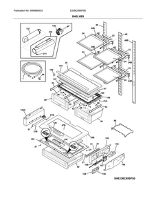 Shelves Diagram and Parts List for E23BC69SPS0  Electrolux Refrigerator
