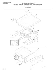 Top/Drawer Diagram and Parts List for MEF356BFDC  Frigidaire Range