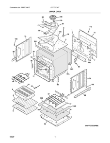 Upper Oven Diagram and Parts List for FFET2726TBC  Frigidaire Range