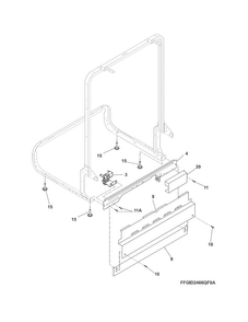 Frame Diagram and Parts List for FGBD2438PW4A  Frigidaire Dishwasher