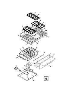Top/drawer Diagram and Parts List for FGF379WECP  Frigidaire Range