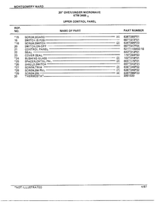30" Over/under Upper Contrl Pnl Page 2 Diagram and Parts List for 3488A  Frigidaire Range