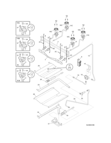 Burner Diagram and Parts List for FFGF3021ZWD  Frigidaire Range