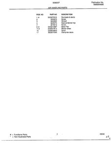 Air Handling Parts Page 2 Diagram and Parts List for 5068007B  Frigidaire Air Conditioner