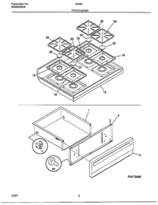 Top/drawer Diagram and Parts List for 285860C  Frigidaire Range