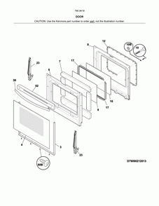 Door Diagram and Parts List for 79094192314  Kenmore Range
