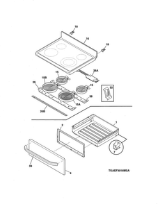 Top/drawer Diagram and Parts List for KAEF3016MSF  Kelvinator Range