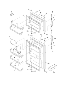 Doors Diagram and Parts List for MRTD18V5MW0  Frigidaire Refrigerator