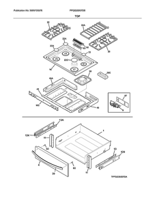 Top Diagram and Parts List for FFGS3026TSB  Frigidaire Range