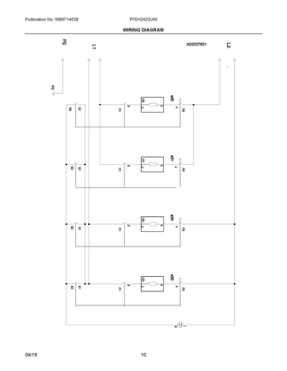 Wiring Diagram Diagram and Parts List for FFEH2422UW  Frigidaire Range