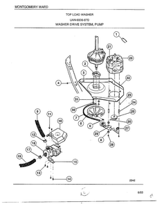Washer Drive System/pump Diagram and Parts List for 6506-87D  Frigidaire Washer