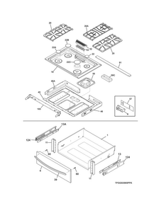 Top/drawer Diagram and Parts List for FGGS3065PFK  Frigidaire Range