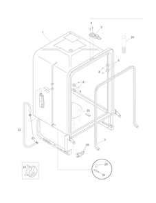 Tub Diagram and Parts List for LFBD2409LW0B  Frigidaire Dishwasher