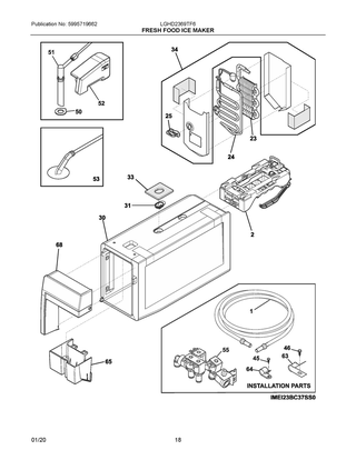 Fresh Food Ice Maker Diagram and Parts List for LGHD2369TF6  Frigidaire Refrigerator