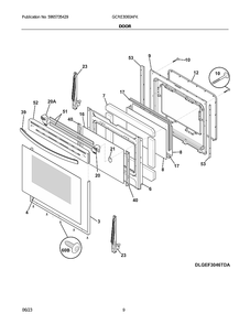 Door Diagram and Parts List for GCRE3060AFK  Electrolux Range