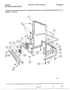 Front Frame Assy Diagram and Parts List for 61-1043-10  Frigidaire Dishwasher