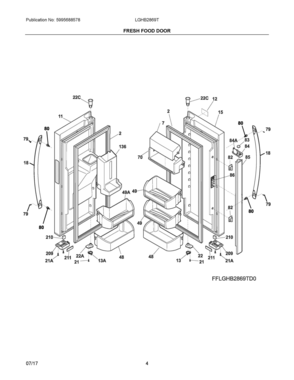 03 - FRESH FOOD DOOR Diagram and Parts List for LGHB2869TD0  Frigidaire Refrigerator