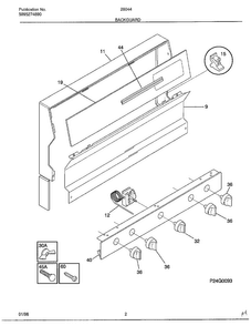 Backguard Diagram and Parts List for 280440C  Frigidaire Range