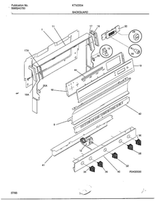 Backguard Diagram and Parts List for 2834-80A  Frigidaire Range