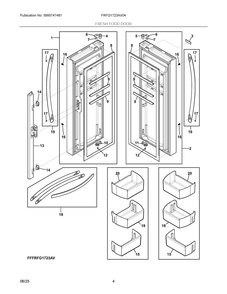 Fresh Food Door Diagram and Parts List for FRFG1723AV04  Frigidaire Refrigerator