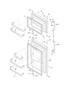 Doors Diagram and Parts List for LFHT1513LWD  Frigidaire Refrigerator