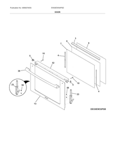 Door Diagram and Parts List for EW30EW55PSD  Electrolux Wall Oven