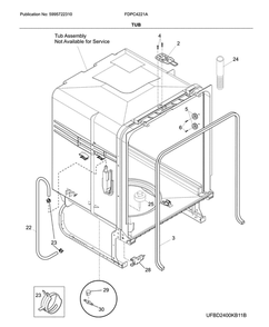 Tub Diagram and Parts List for FDPC4221AW0A  Frigidaire Dishwasher