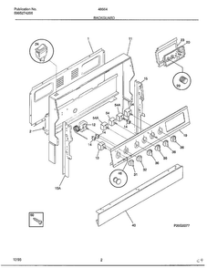 Backguard Diagram and Parts List for 486647C  Frigidaire Range