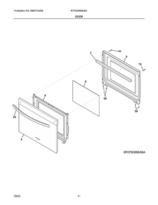 Door Diagram and Parts List for FCFG3062ASA  Electrolux Range