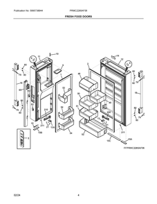 Fresh Food Door Diagram and Parts List for PRMC2285AF06  Frigidaire Refrigerator