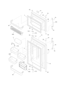 Doors Diagram and Parts List for FGHT2148PF0  Frigidaire Refrigerator