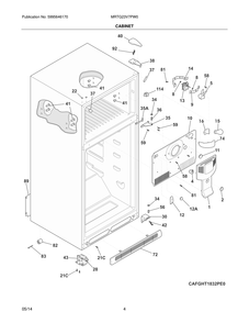 Cabinet Diagram and Parts List for MRTG23V7PW0  Westinghouse Refrigerator