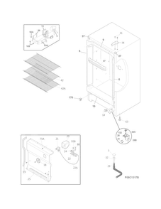 Cabinet Diagram and Parts List for FFFU14F1RW2  Frigidaire Freezer