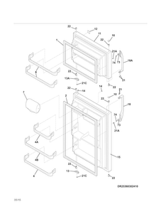 Doors Diagram and Parts List for 25370309412  Kenmore Refrigerator