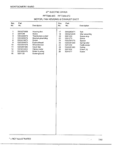 Motor, Fan Housing & Exhaust Duct Page 2 Diagram and Parts List for 7289-87C  Frigidaire Dryer