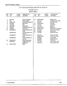 Basic Body Page 2 Diagram and Parts List for 2813A  Frigidaire Range