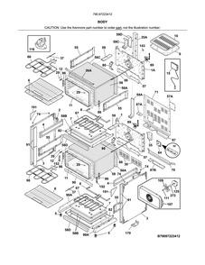 Body Diagram and Parts List for 79097223412  Kenmore Range