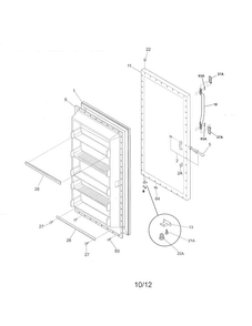 Door Diagram and Parts List for FFUH21F2NWA  Frigidaire Freezer