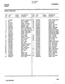 Gas Range Page 9 Diagram and Parts List for 30-3989  Frigidaire Range