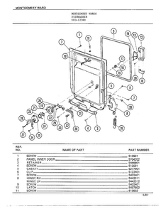 Dishwasher Page 6 Diagram and Parts List for 1236B  Frigidaire Dishwasher
